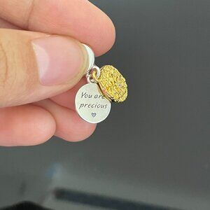 Pandora Double Charm you are precious Charm Gold Flower S925 sterling silver